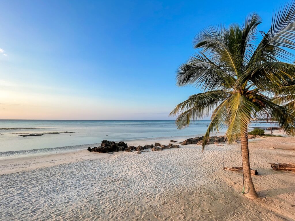 Dusk at tropical beach in northern Mozambique